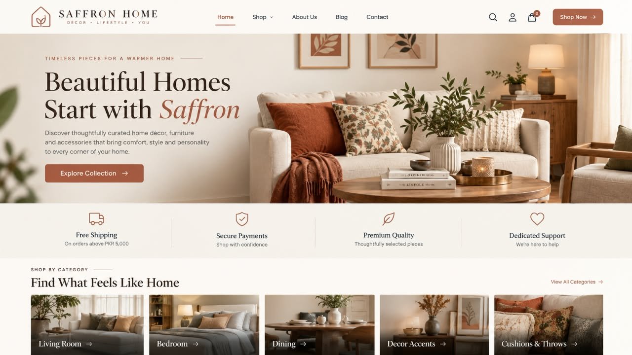 Product photography grid from the Saffron Home social media campaign